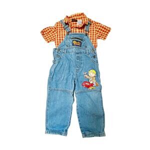 Bob the Builder Vintage Y2K Overalls Outfit Size 3T